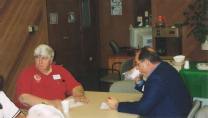 Retired firefighter Bill Kugelman, left, and attorney Anthony Fanone at our July 24, 2003 meeting. Anthony graduated from OLA prior to the 1958 fire and volunteers his legal skills for the Friends of OLA. (Photo courtesy of Charlene Jancik)